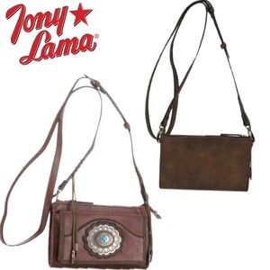 NWT - TONY LAMA BROWN CROSSBODY WALLET
